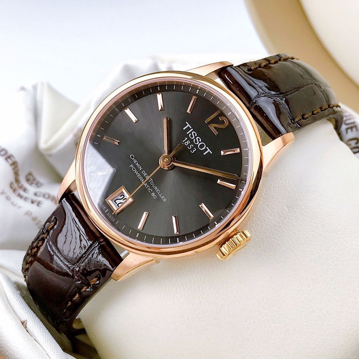  Shop Authentic Tissot T Classic Chemin Des Tourelles Powermatic 80 Brown Dial Brown Leather Strap Watch for Men - T099.407.36.447.00 - Luxxuri