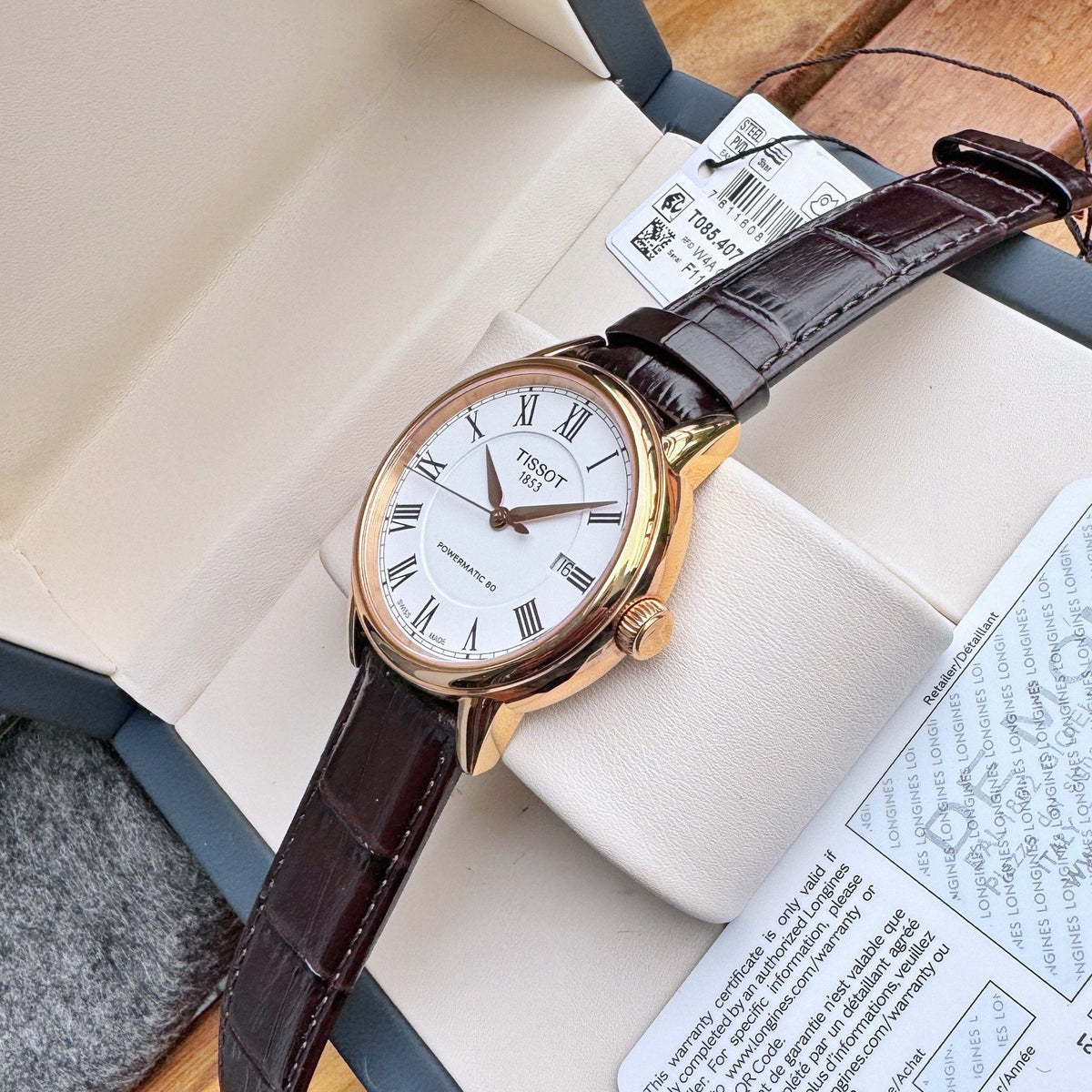  Shop Authentic Tissot T Classic Carson Powermatic 80 White Dial Brown Leather Strap Watch for Men - T085.407.36.013.00 - Luxxuri
