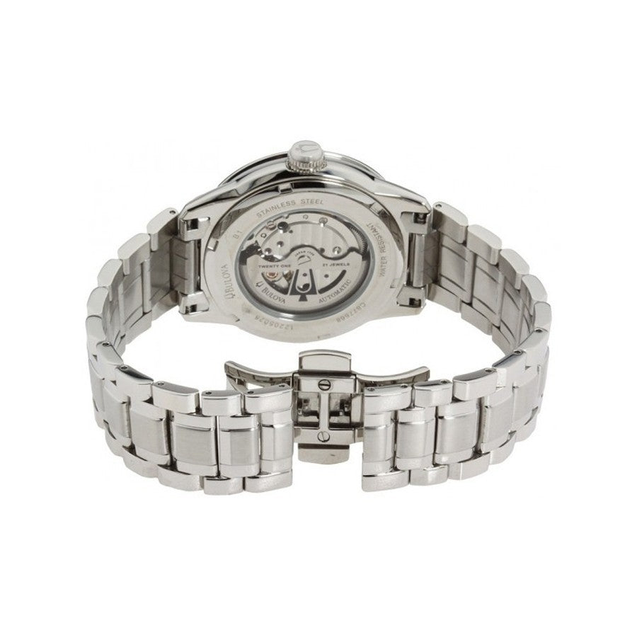  Shop Authentic Bulova BVA Dual Aperture Black Dial Silver Steel Strap Watch for Men - 96A119 - Luxxuri