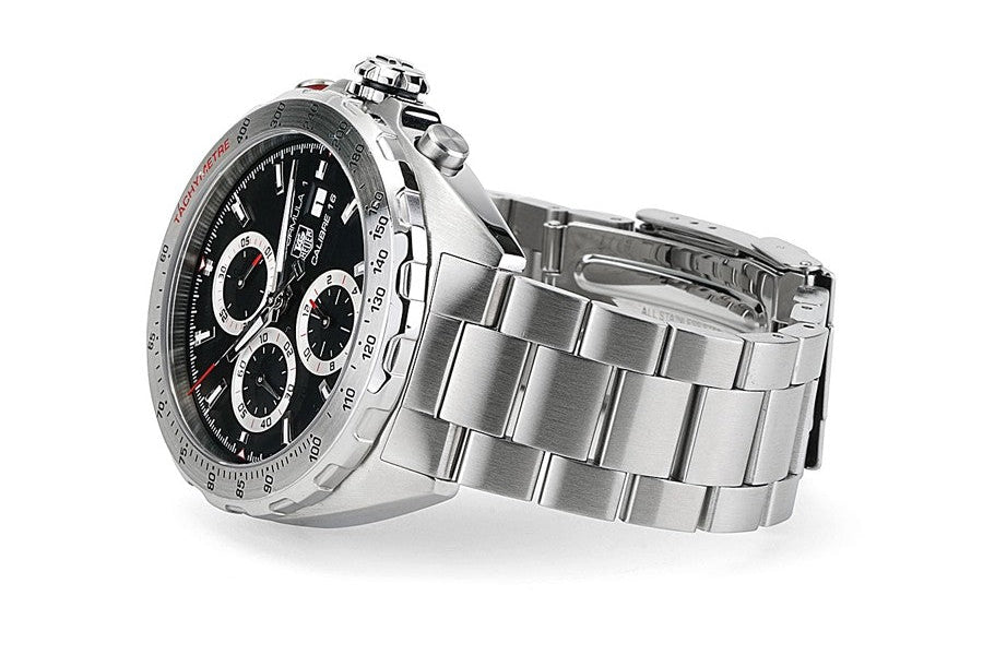  Shop Authentic Tag Heuer Formula 1 Calibre 16 Automatic Chronograph Black Dial Silver Steel Strap Watch for Men - CAZ2010.BA0876 - Luxxuri